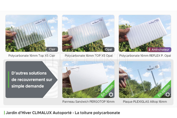 Toiture Polycarbonate du Jardin d'Hiver Aluminium CLIMALUX Autoporté