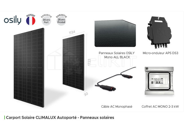 Solar panels of the CLIMALUX Freestanding Solar Carport
