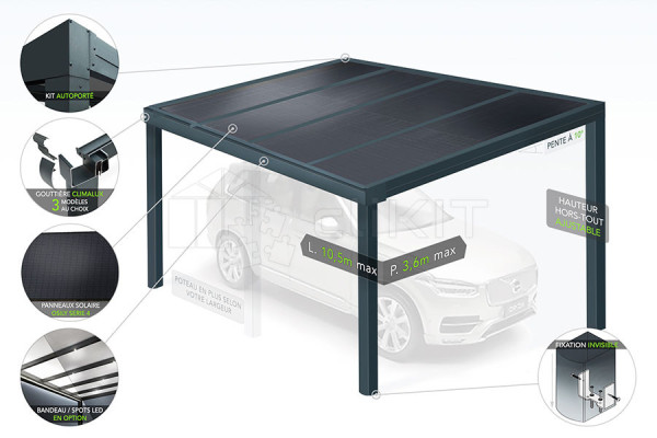 Diagram of the CLIMALUX Freestanding Solar Carport