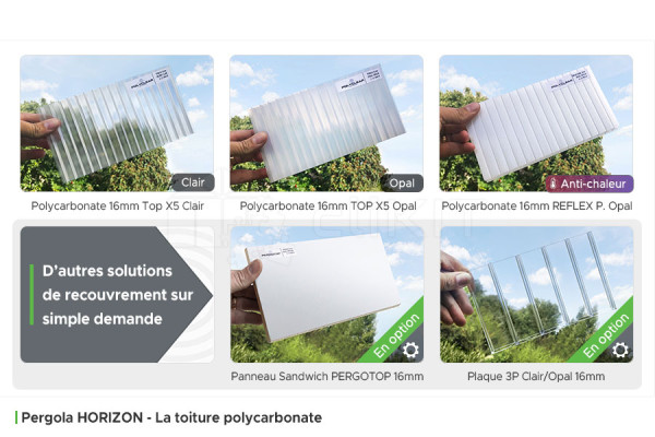 Toiture Polycarbonate de la Pergola Aluminium HORIZON