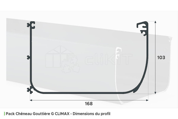 Dimensions of GC Gutter Channel Pack - PERGOLUX Aluminum