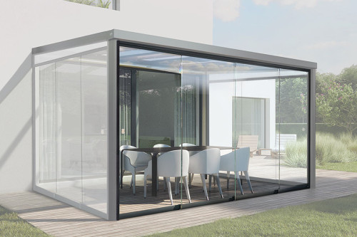Photo n°1 du Verre Coulissant Façade pour Pergola