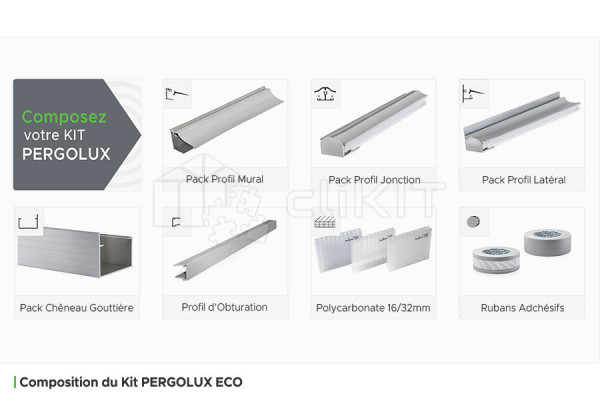 PERGOLUX ECO Roof Cover Kit Composition
